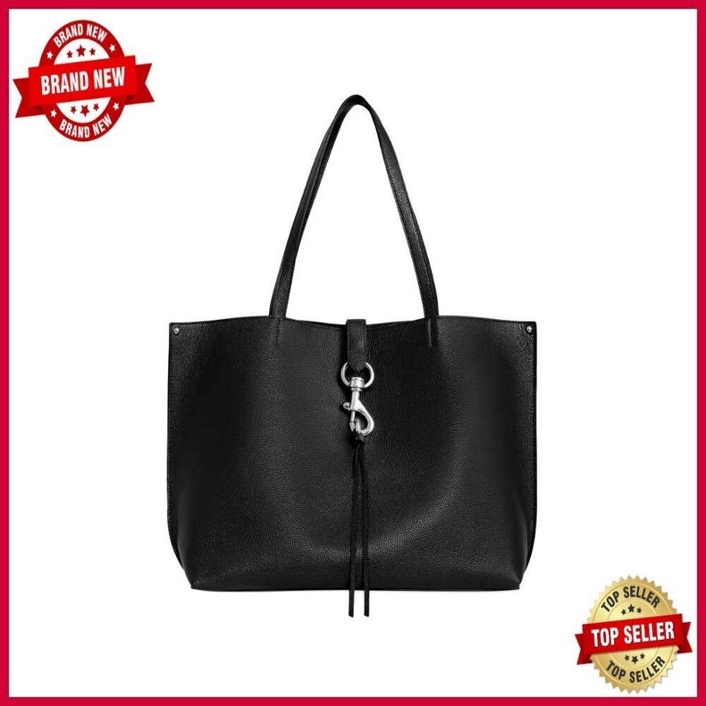 Genuine Leather Tote Bag with Magnetic Closure and Shoulder Strap